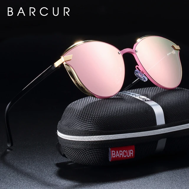 BARCUR Luxury Polarized Sunglasses Women Round Sun Glassess Ladies Lunette De Soleil Femme 1