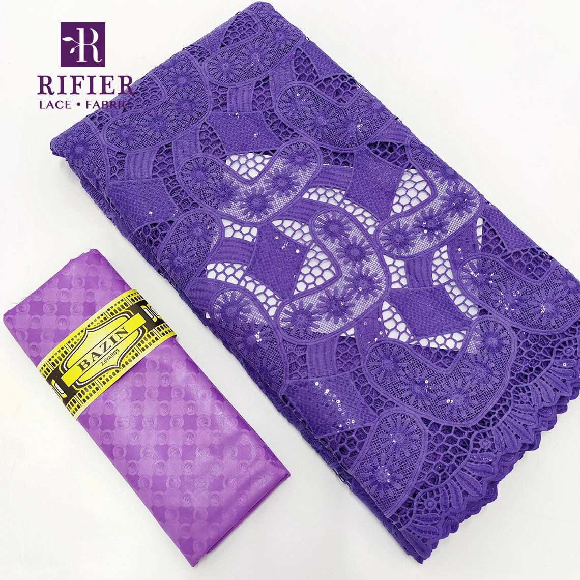 

2.5+2.5 Yards Purple Original Soft Basin Riche Lace Fabric And Guipure Swiss Voile Lace In Switzerland For Party Dresses Lace