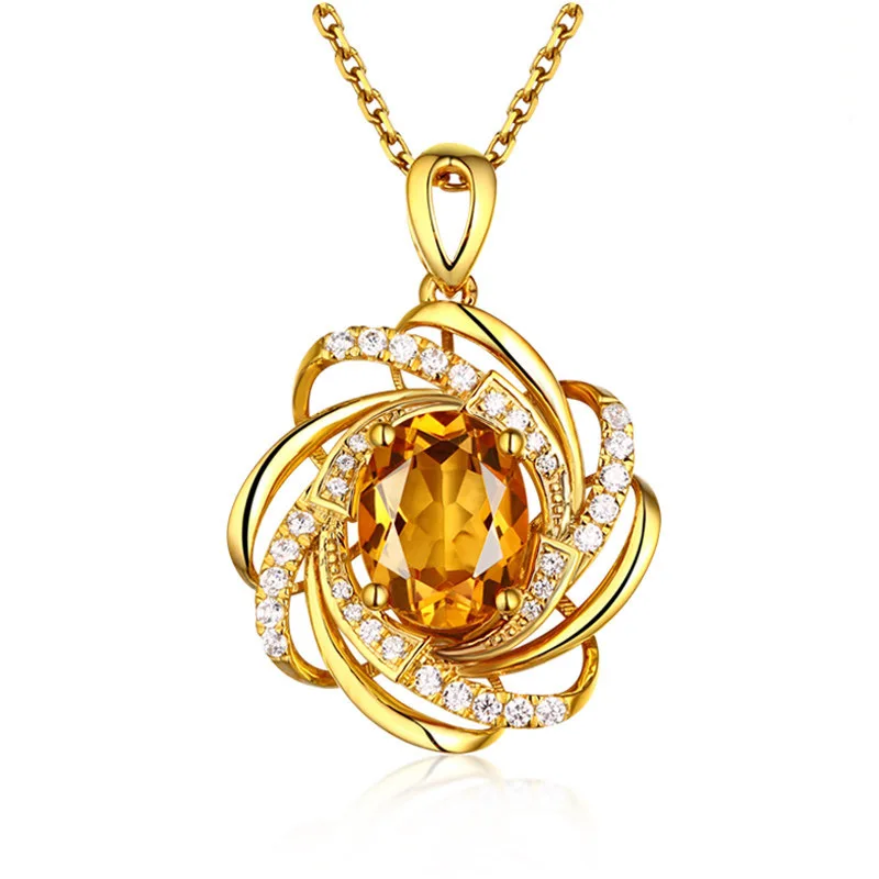 

Fashion Gold Plated Gemstone Flower Necklace Wedding Jewelry Engagement Gift Necklaces For Women Zircon Pendant Clavicle Chain