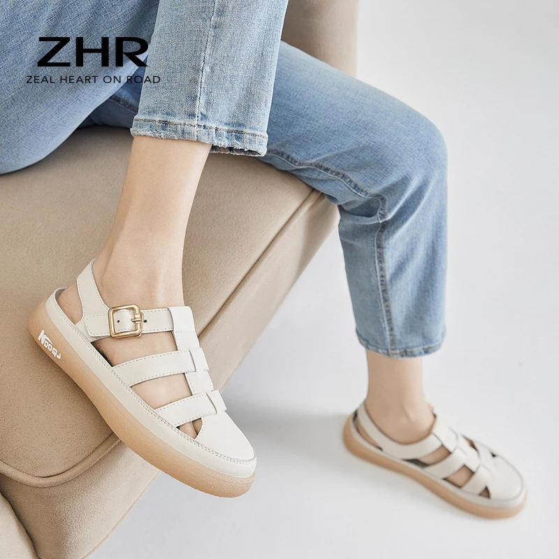 ZHR 2023 New Sandals Women Wrap Toe Hollow Outs Roman Women Casual Beach Shoes Summer Sandals Woman Sandalias A82