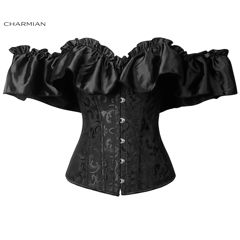 Винтажный корсет Charmian женский викторианский сексуальный атласный топ с рюшами и