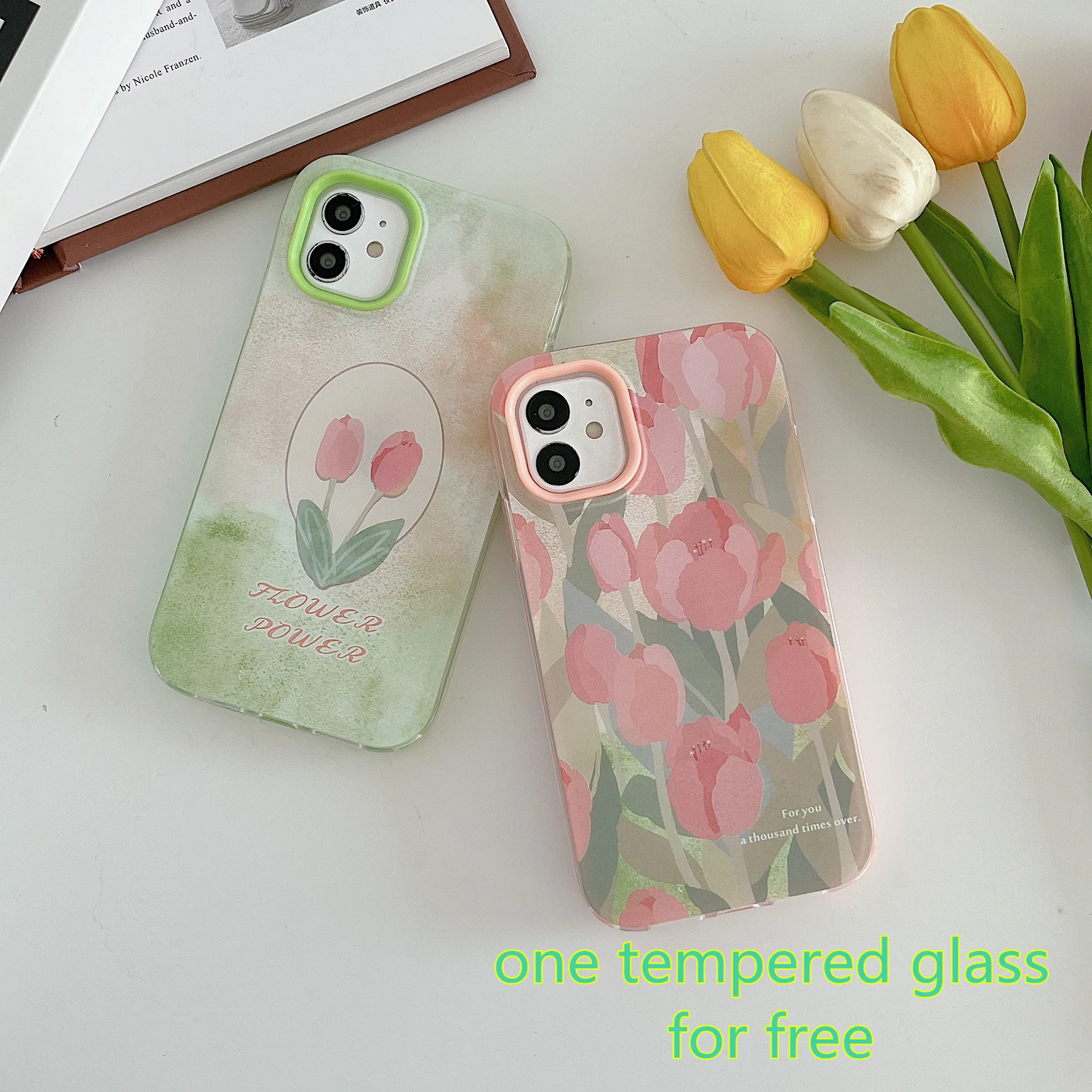 

5PCS 3 in 1 Tulip Transparent Silicone Case For iPhone 13 12 11 Pro Max Silicone Cover iPhone 11 чехол на айфон Funda iPhone XS