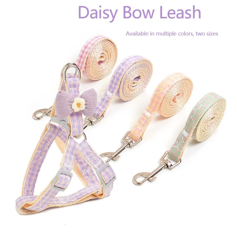 

New Small Dog Harness Leash Set Vest Cat Chest Belt Bow Tie Outdoor Dog Walking Rope Dog Chain Chihuahua Pomeranian Pet Supplies
