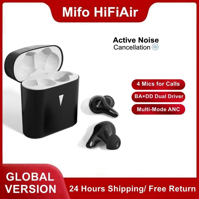 

Mifo FiiTii HiFiAir Hybrid Dual Driver Wireless Earbuds TWS ANC Bluetooth 5.2 Earphones 4-mic Noise Reduction Gaming Headphones