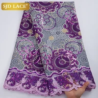 sjd lace african wax prints fabric with sequins new design cotton tissus lace nigerian guipure cord wax fabric for sewing a2903
