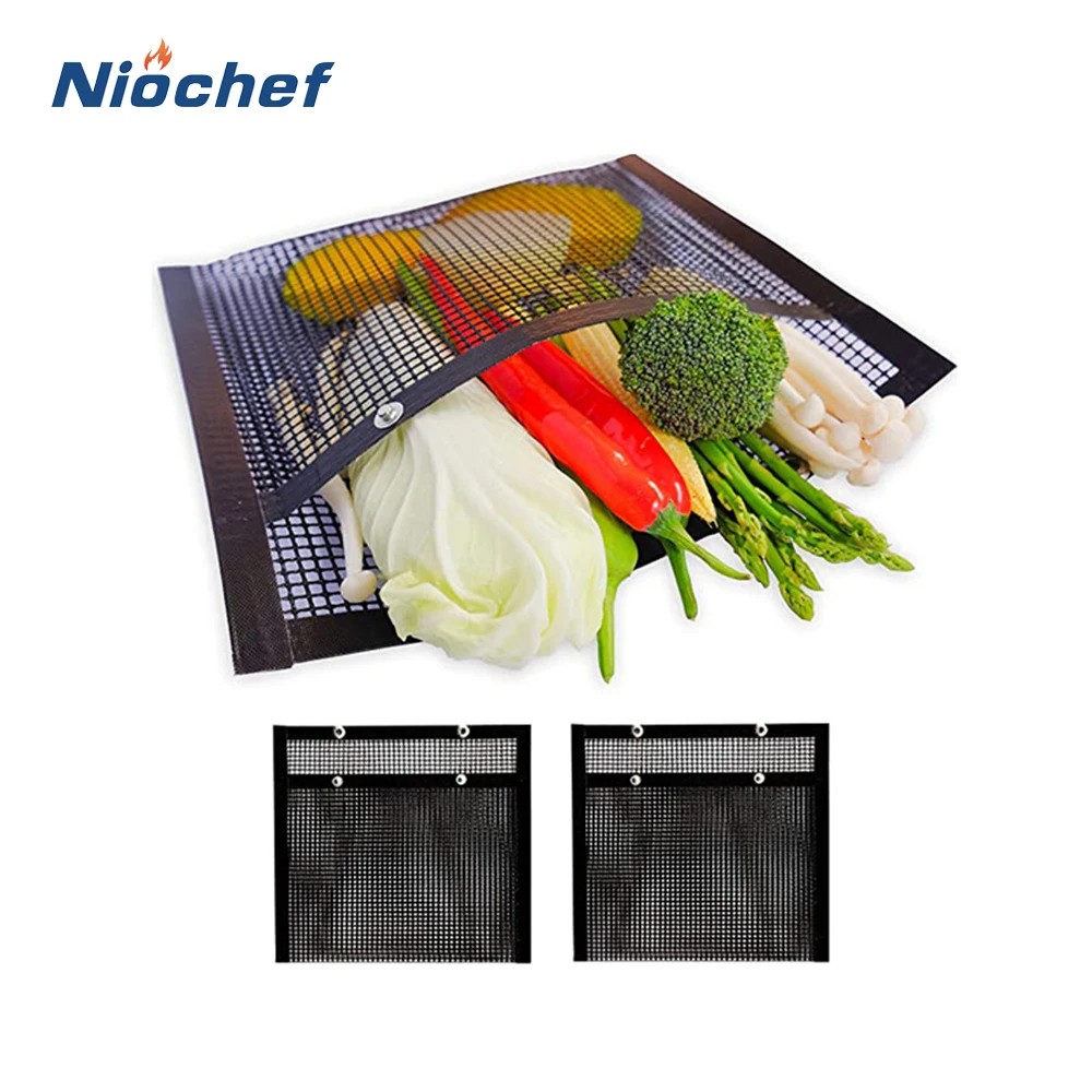 

BBQ Grill Mesh Bag Non-stick BBQ Accessories High Temperature Resistant BBQ Mesh BBQ Bags Reusable Mesh Picnic Camp Kitchen Tool