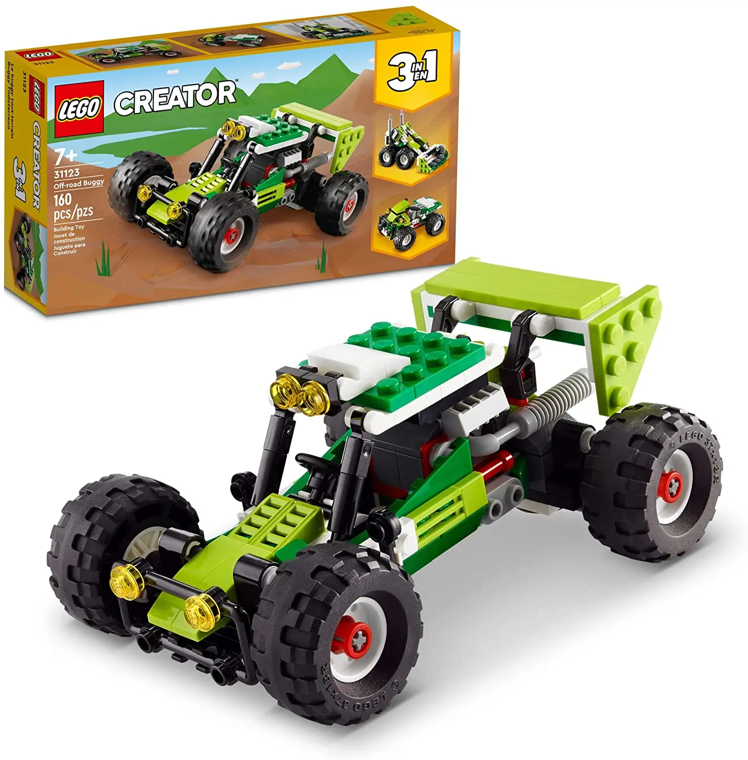 

LEGO Creator 3 in1 Off-Road Buggy 31123 Building Kit; build a Buggy is Toy and Rebuild It into a Skid Loader or ATV