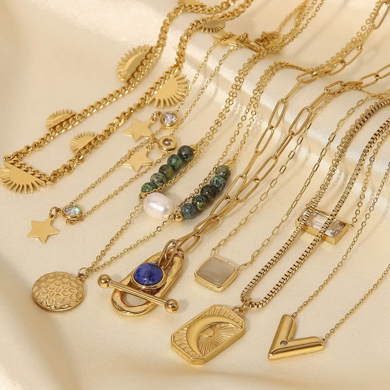 Ожерелье Uworld из нержавеющей стали с подвеской водонепроницаемый двухслойный