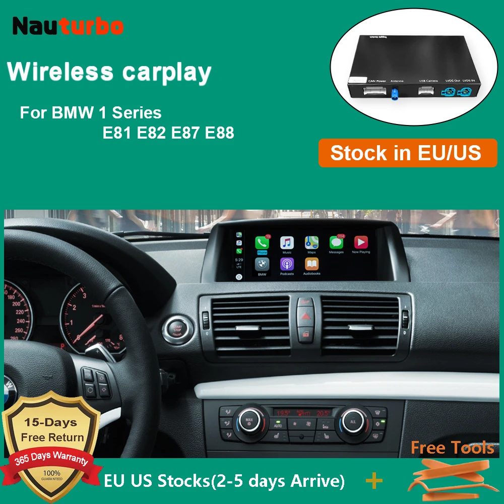 Wireless CarPlay for BMW 1 Series E81 E82 E87 E88 2008-2012, with Android Auto Navigation Mirror Link AirPlay Car Play Function
