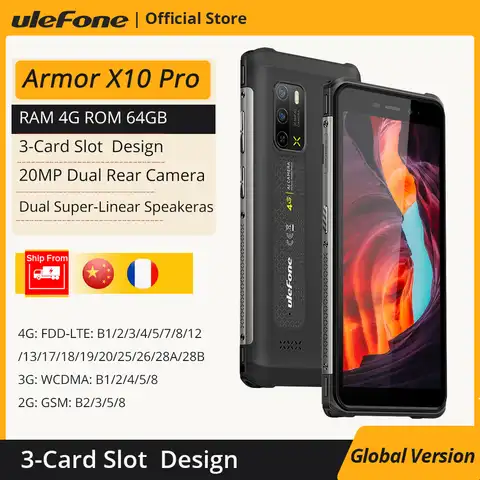 Ulefone Armor X10 Pro ，Защищенный смартфон，64 ГБ ПЗУ， Водонепроницаемый смартфон ，5180 мАч Телефон ，5,45 "Android 11 Телефон ，NFC 13MP 2,4 G / 5G WLAN