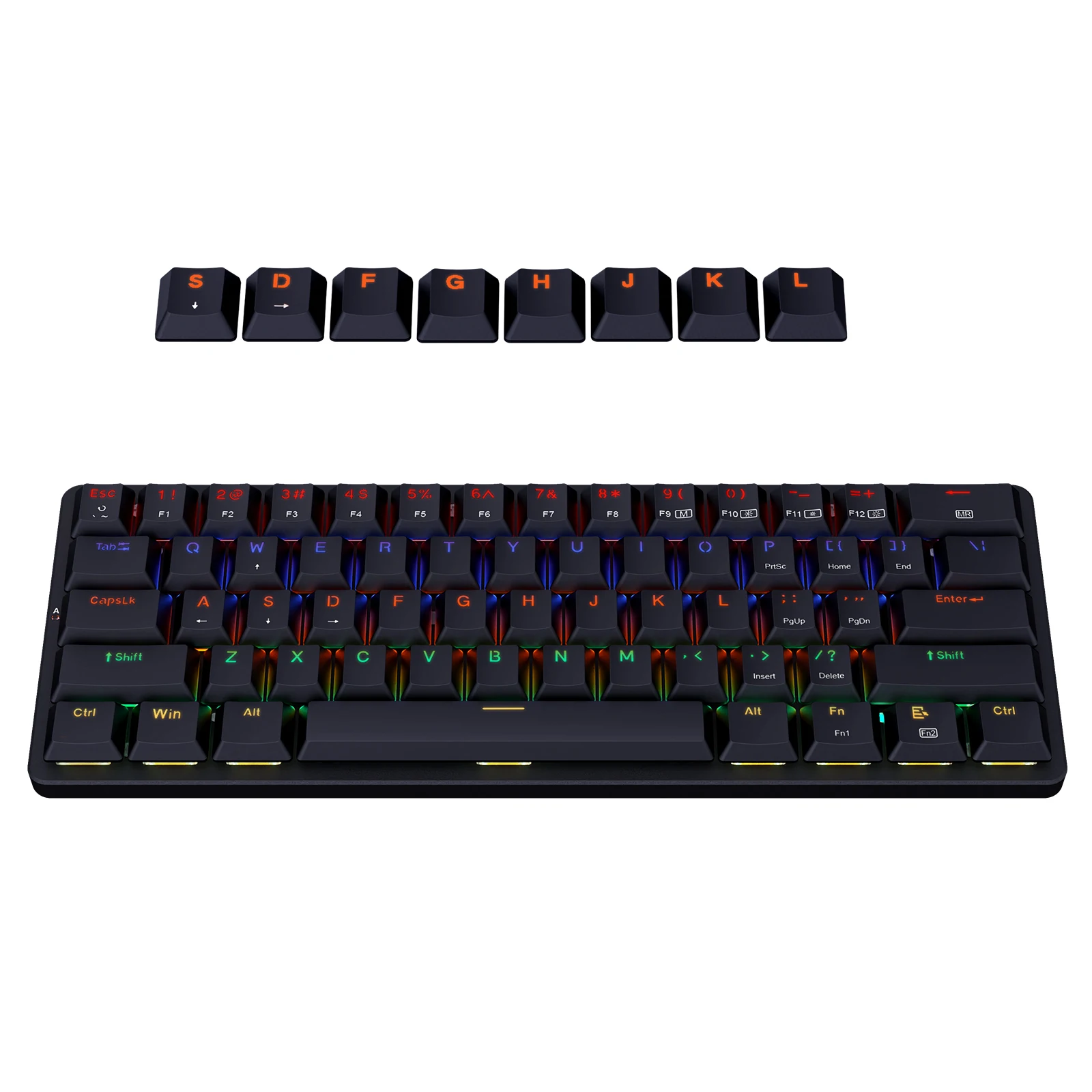 Redragon K615-R Elise Mechanical Keyboard Rabinbow LED Backlight Blue Switch 61 Keys Detachable Cable Portable Wired Keyboard