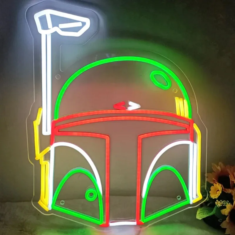 

Неоновая вывеска Boba Fett, неоновый светильник на заказ, светодиодный светильник, Настенный декор, светильник, домашний декор, Веер-арт Boba Fett