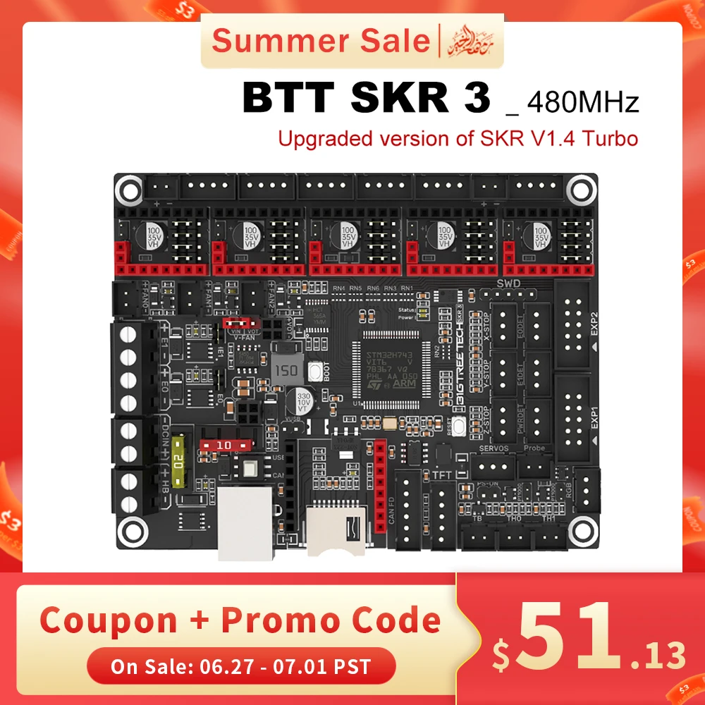 Bigtreetech Skr Placa-mãe Tmc2209 Tmc5160 Atualização Btt Skr V1.4 Turbo Peças de Impressora 3d para Ender v2 Ender5 Raspberr Faça Você Mesmo Kit