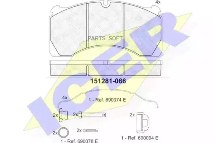ICER 151281066 Колодки тормозные 29124 ROR (с крепежом)