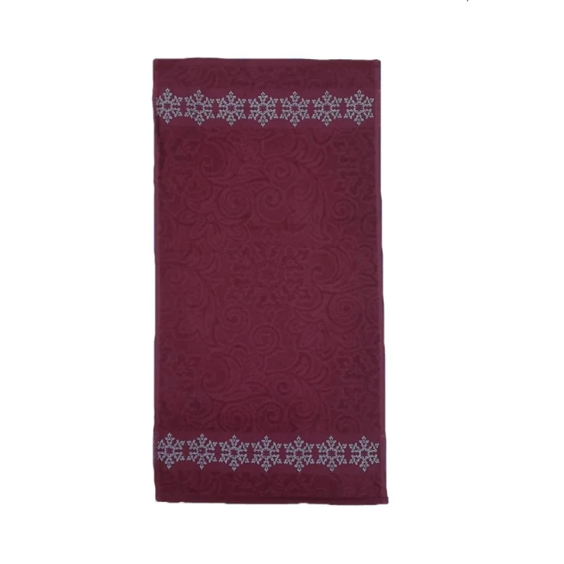 Махровое полотенце Вышний Волочек - Снежинка бордовая, Размер: 35х70