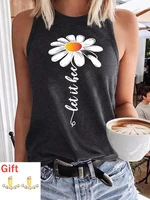 let it bee daisy tank top summer sleeveless t shirt sexy loose o neck tops vests casual camis gift pair of earrings