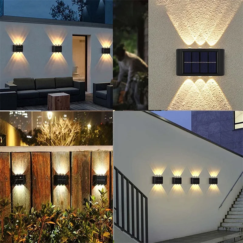 Solar Powered Lamp Waterproof Led Wall Light Outdoor Sunlight Lamp Up and Down Smart Lamp for Garden Patio Courtyard Pathway images - 5