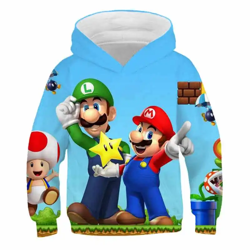 

Teens Brother Game Sweatshirt For Boys Sprng Autumn Catoon 3D Pattern Children Super Bros Hoodies Birthday Present Kids Coats