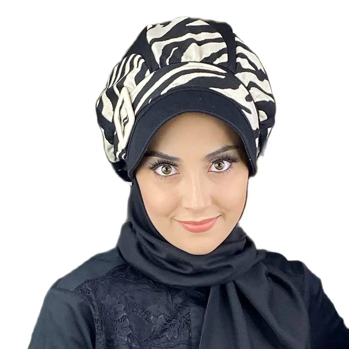 

Black Ankle-Strap Sportwaer Leopard Pattern New Fashion Islamic Muslim Women Scarf 2021 Trend Hijab Which Are Immediately Ready-to-Wear Beanie Bone