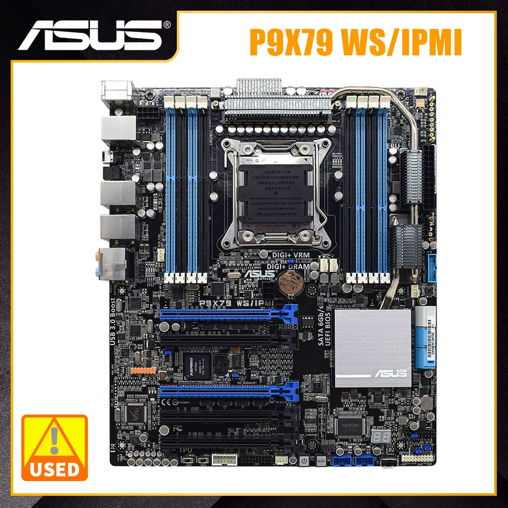 

Материнская плата ASUS P9X79 WS/IPMI X79 материнская плата для майнинга LGA 2011 DDR3 64 Гб Поддержка X79 комплект Xeon E5 2650 v2 процессоры PCI-E 3,0 USB3.0