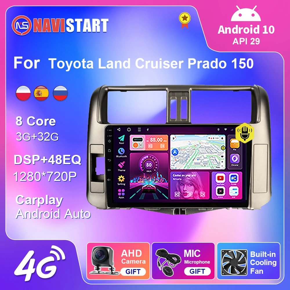 4G Android 10 для Toyota Land Cruiser Prado 150 2009-2013 автомобильное радио мультимедийный плеер