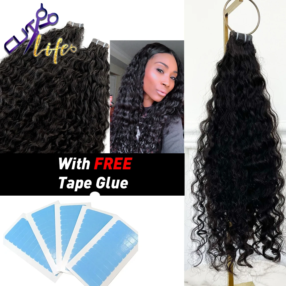 

Малазийская глубоко вьющаяся лента для наращивания человеческих волос, 30 дюймов, глубокие волнистые ленты для наращивания в салоне, качест...