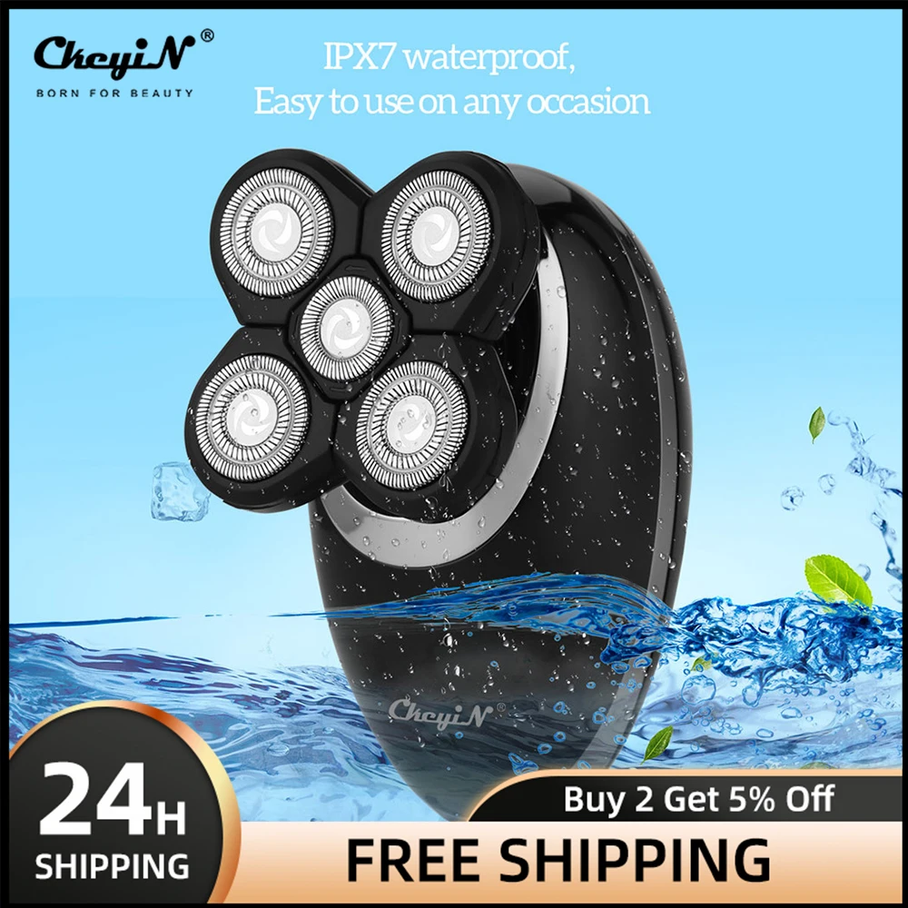 

Электробритва мужская 5 в 1 с функциями стрижка волос, удаление волос из носа и ушей, триммер для волос, щетка для чистки лица, пять плавающих ...