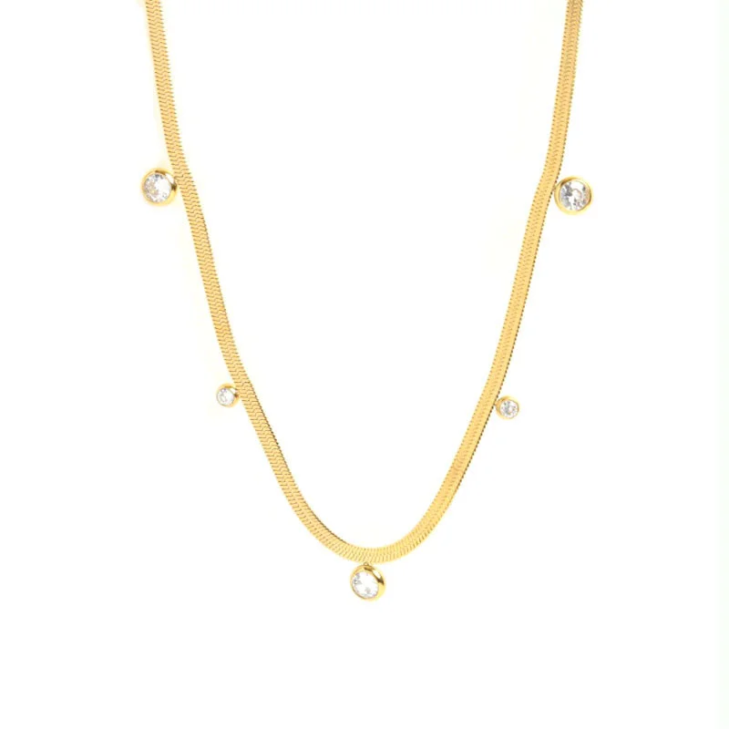 

Новинка, Лидер продаж, модное ожерелье из нержавеющей стали 316L, покрытое 18-каратным золотом, ожерелье с изумрудами, Женская водонепроницаем...