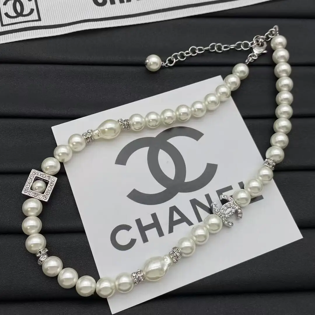 серебряные кулоны s925 пробы колье с цирконом Золотые ожерелья в стиле CHANEL