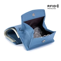 genuine leather women small coin purse rfid retro crazy horse leather card holder mini short wallet for female