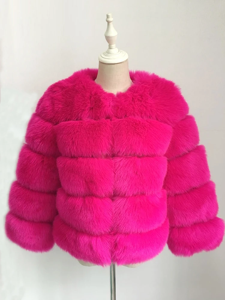 S-4XL Mink Coats Women Autumn Winter Top Fashion Pink FAUX Fur Coat Elegant Thick Warm Faux Fur Jackets For Women 2023