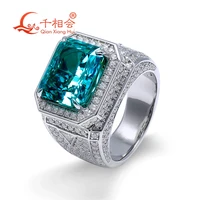 paraiba 1012mm radiant ice cut cubic zirconia stone half band melee moissanite 925 sterling silver ring jewelry men women gift