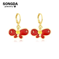cartoon enamel cute butterfly dangle earrings for women fashion minimalist drop earring girls statemen pendant jewelry wholesale