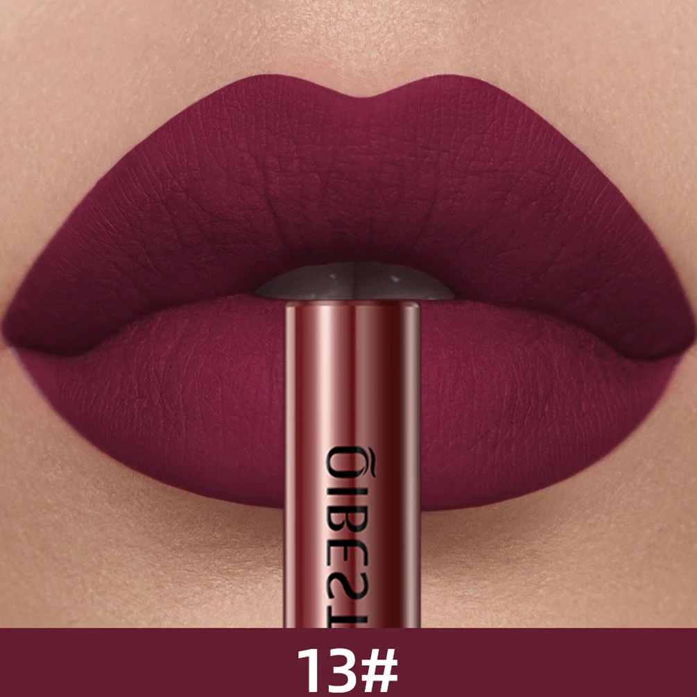 

QIBEST Sexy Long Lasting Velvet Matte Lip Gloss Liquid Lipstick Lip Makeup Women Beauty Red Nonstick Cup Waterproof Lip Gloss