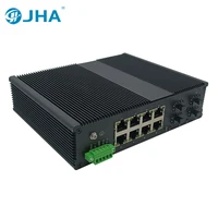 JHA-TECH Industrial Ethernet Switch 8 1000M RJ45 Port IP40 Unmanaged Fiber Converter Din-rail Network Device with 4 SFP Slot