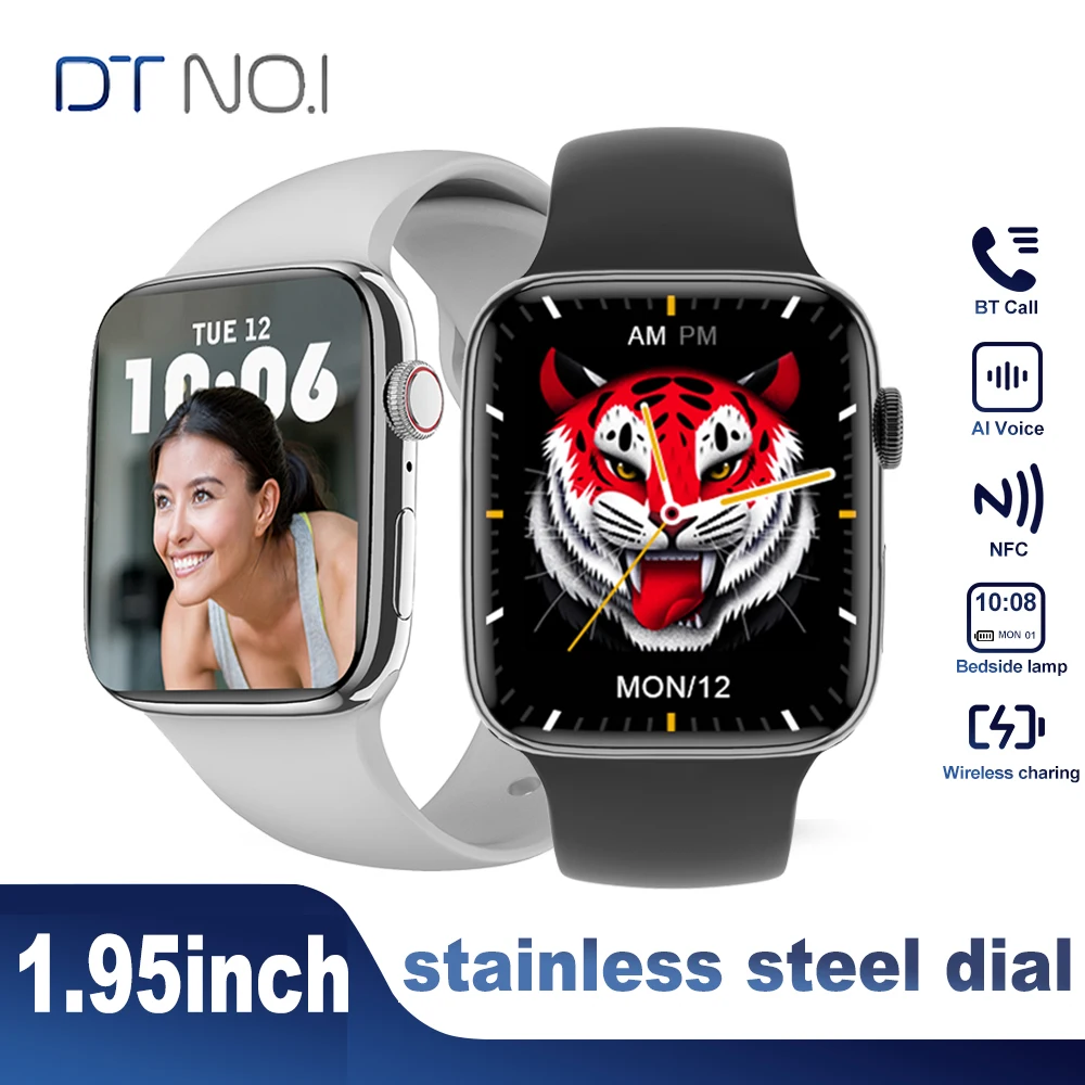Смарт-часы DT7 Pro Max мужские из нержавеющей стали 1 95 дюйма HD NFC |