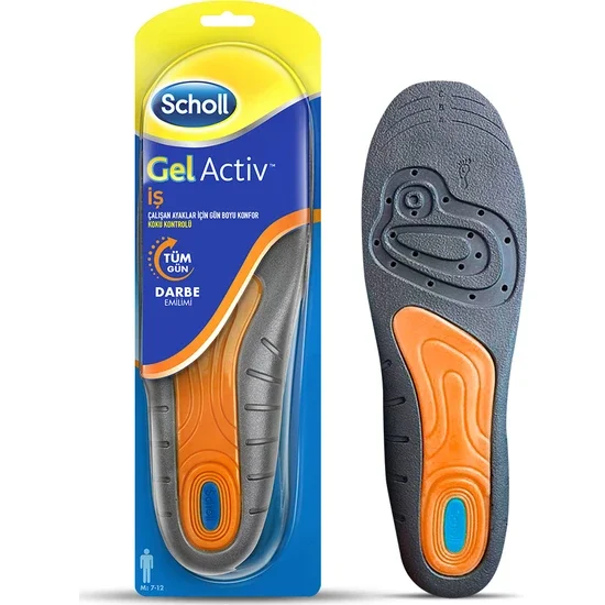Scholl Gel Activ Work Insoles Men Orthopedic Feet Soles Pad For Non-Leather Casual Flat Shoes Sneaker Boots Comfort non-Slip DAY