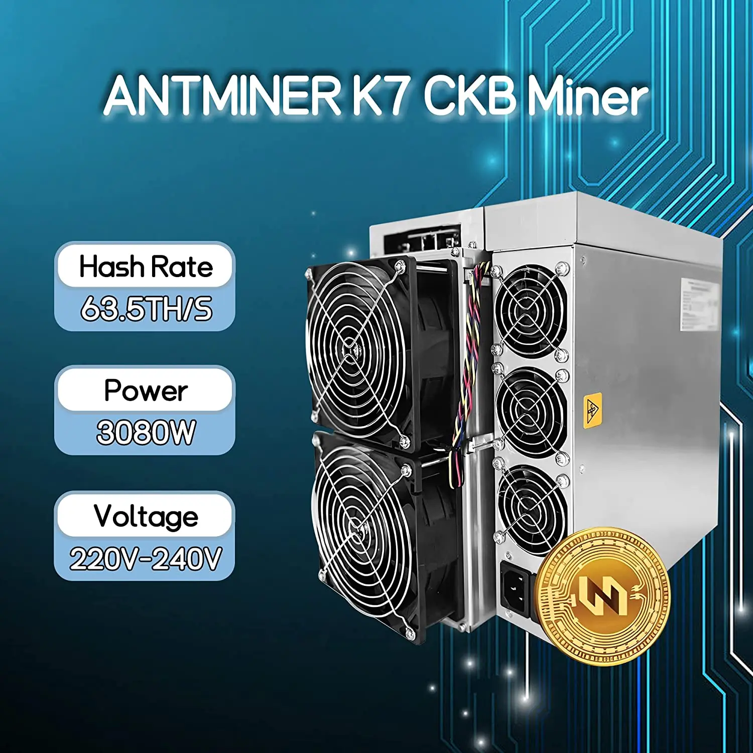 Фото Купи 2 ПОЛУЧИ 1 бесплатно Antminer K7 63.5TH/S CKB Miner 3080 Вт Eaglesong CKB Майнер машина со встроенным блоком питания-новый №4