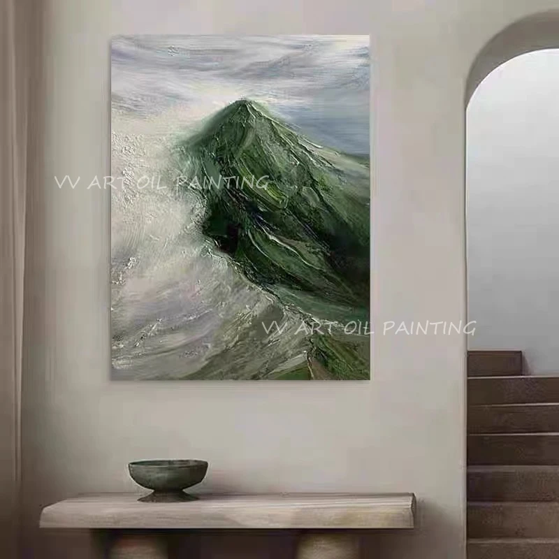 100% г. ручная роспись горный зеленый нож для пикника коричневая картина маслом