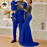 african couples clothing dashiki women dresses match men kids top pants sets family clothes ankara style wedding suit y22f002