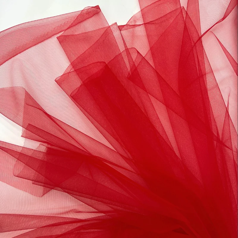 Очень мягкая красная тюлевая ткань от двора матовый тюль широкая сетчатая 63