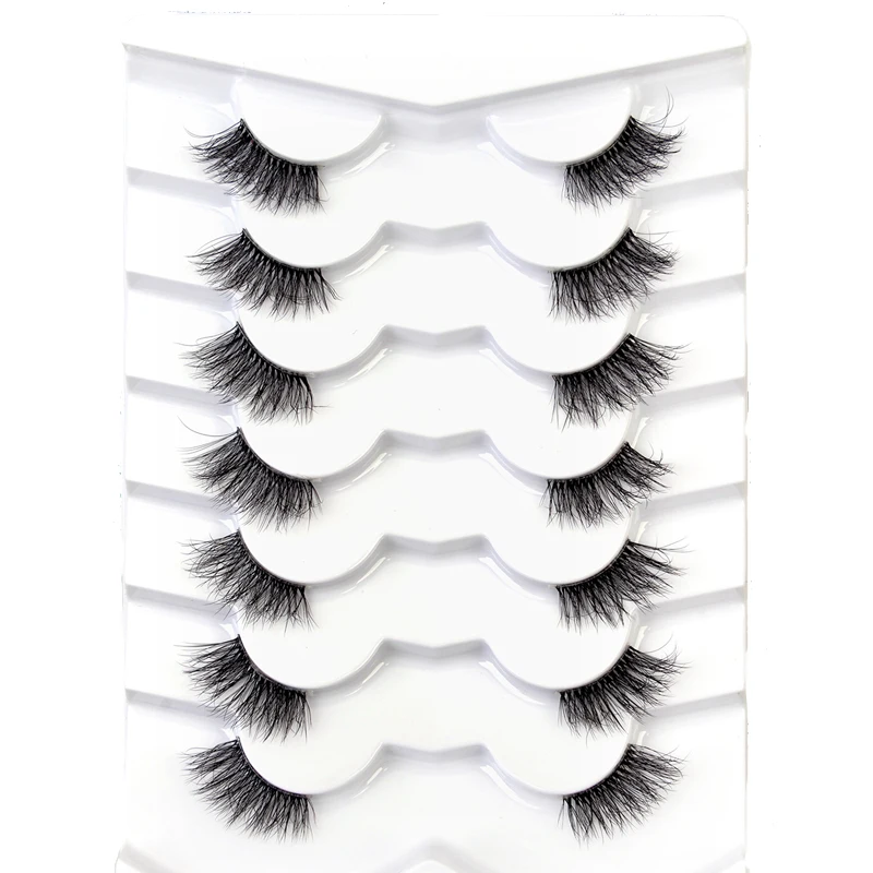 

7 Pairs Natural Half Eyelash Extension Handmade 3D Mink Lashes Makeup Dramatic Mink False Eyelashes Fake Lash Cilios