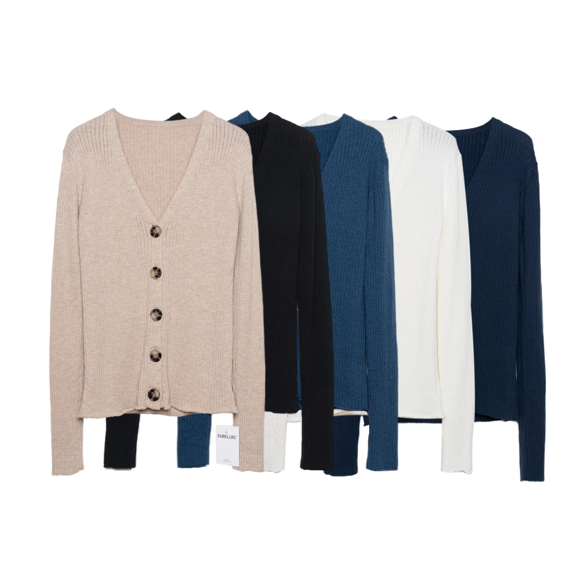 Женский Трикотажный Хлопковый кардиган на пуговицах с V-образным вырезом |