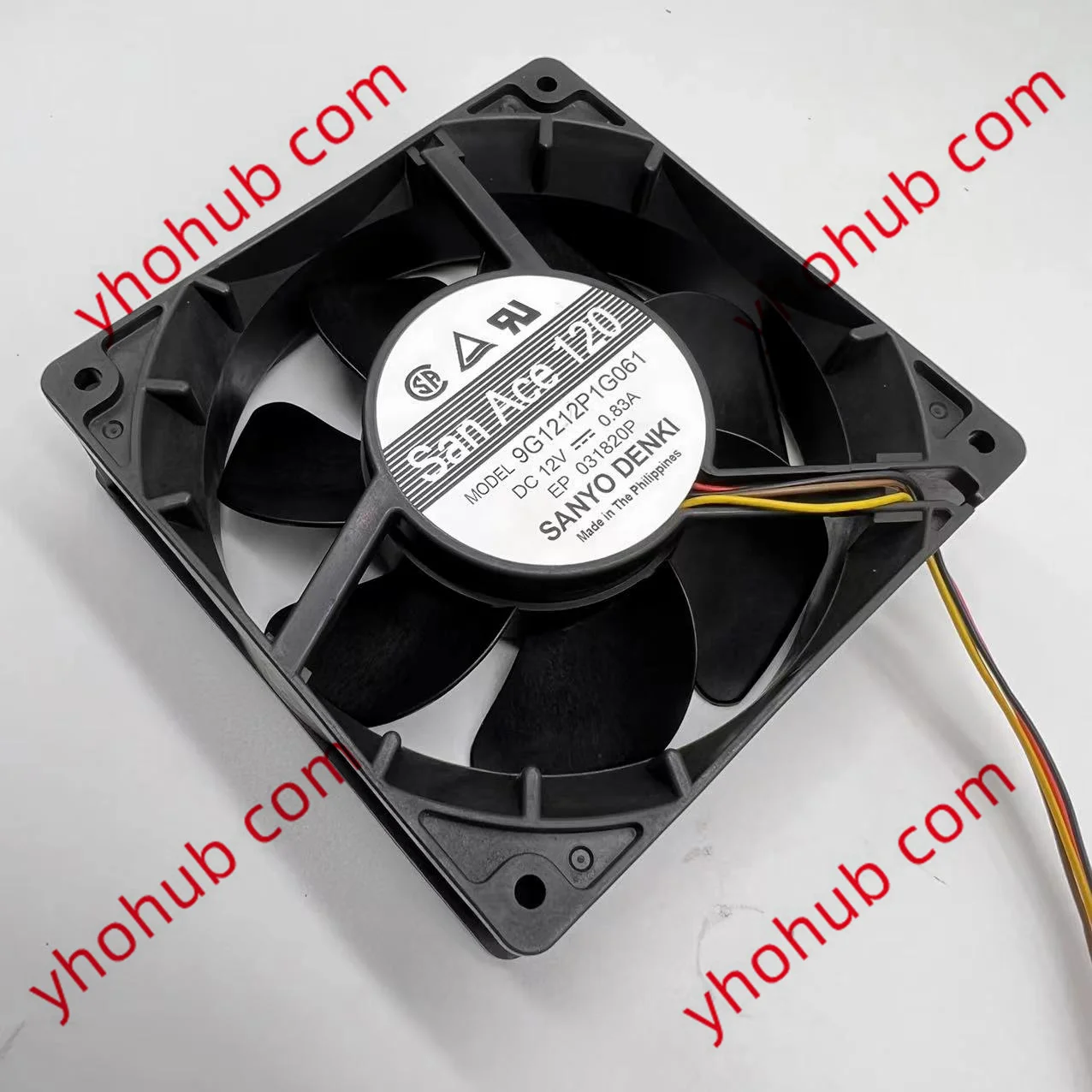 SANYO DENKI 9G1212P1G061 DC 12V 0.83A 120x120x38mm 4-Wire Server Cooling Fan