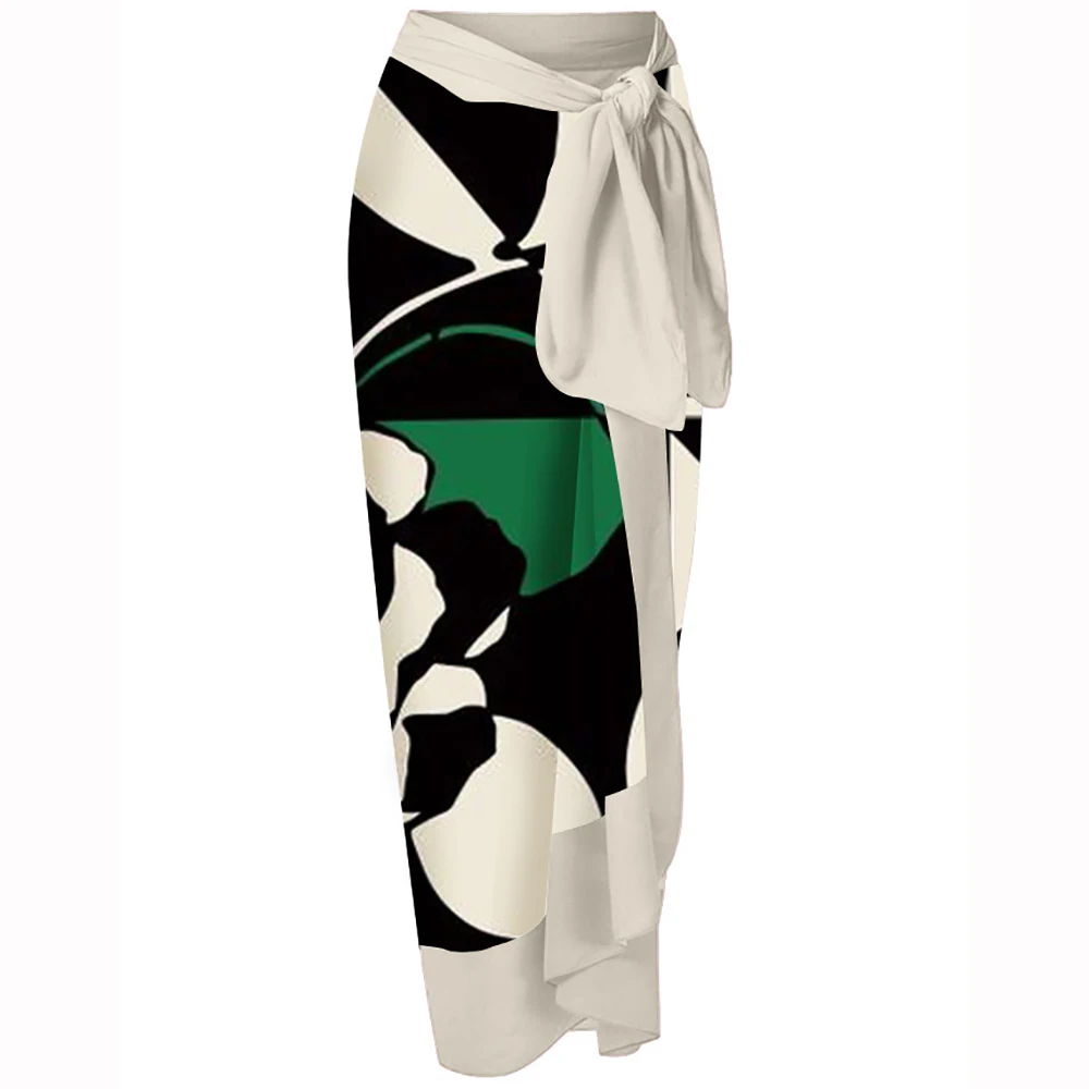 Deep-v Beachwear Ruffle Print Chic One Piece Swimsuits with Skirt Sexy Lace Up Swimwear Triangle Bikini Set Vintage Bathing Suit