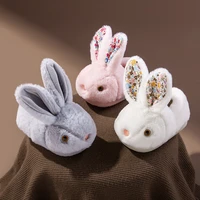 cute white rabbit slippers childrens fur loafers home warm shoes kid boy slides fluff slippers toddler girls bootie slippers