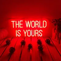 Custom Neon Sign Light The World is Yours LED Flex Letter Board Wedding Birthday Outdoor Indoor Room Wall Hanging Decor Gift