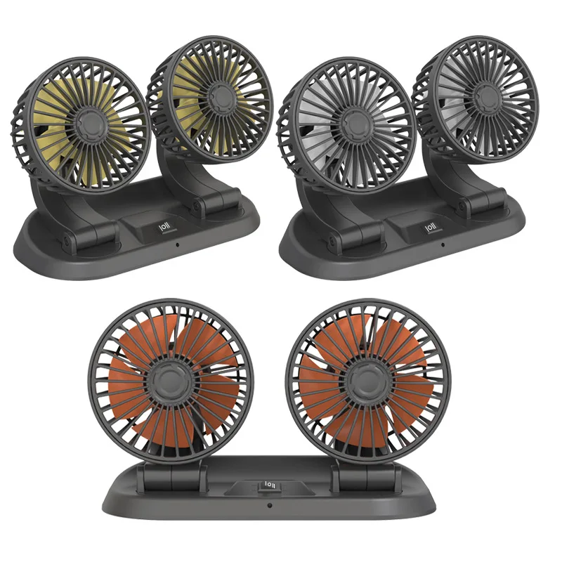 12V 24V Car Electric Fan Two Speed Control Cooler Auto Air Cooling 360 Degree Adjustable Car Air Conditioner Wind-enhanced Fans