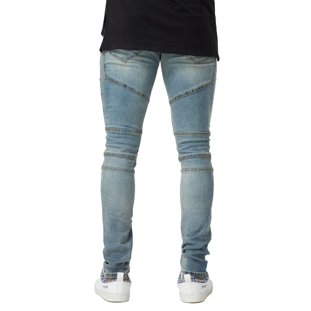 High Quality 2022 Autumn New Fashion Men's Slim Fit Small Feet Retro Wrinkled Wash Old Hole Joggers Pencil Jeans For Men