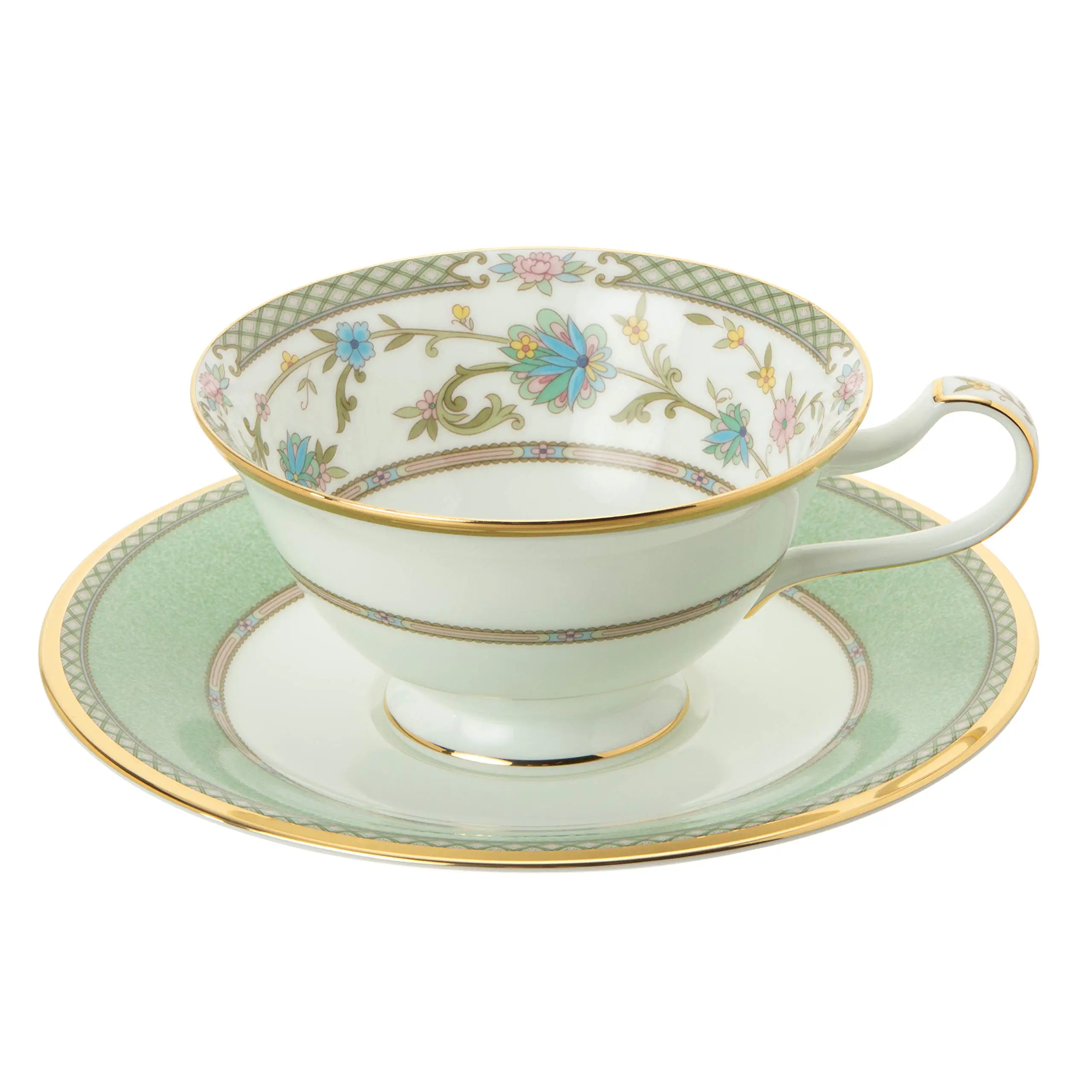 Чашка с блюдцем Noritake 220cc из зеленого костяного фарфора Yoshino и (Кофейно-чайная)